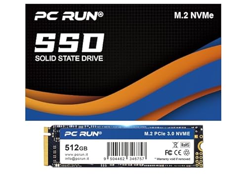 Pc Run - SSD 512GB M.2 NVMe PCIe Gen 3x4 interne M.2 2280 SSD - Lese-/Schreibgeschwindigkeit bis zu 2.150/1.300 MB/s SSD kompatibel mit Laptop und Desktop-PC von Pc Run