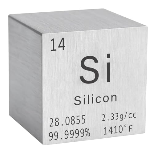 Pcivzxam Hochpräziser 1-Würfel mit Siliziumdichte – 99,9% Reine Elemente für die Chemie – Periodensystem-Design für die Sammlung, Langlebig, Einfach zu Verwenden, 2,54 X 2,54 X 2,54 cm von Pcivzxam