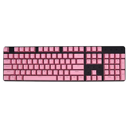 Pcivzxam Mechanische Tastatur, Universal-Tastenkappen, ABS, 104 Tasten, englische Zeichen, transparente Tastenkappen, Rosa von Pcivzxam