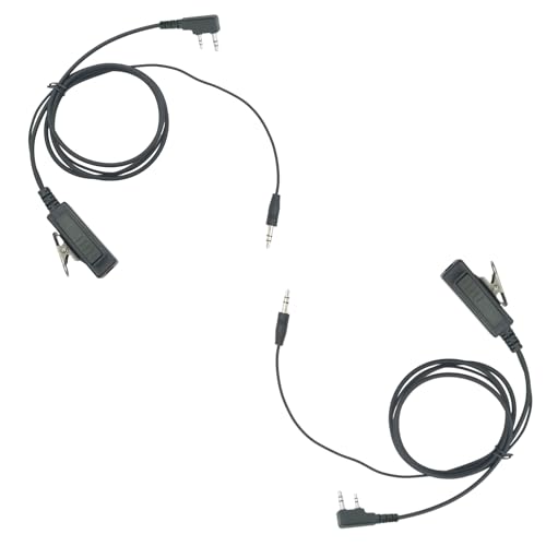 Pdflie K1 auf 3,5-mm-Radio-Adapter, genearaler Luftfahrt-Kopfhörer-Adapter mit One-Touch-Push-to-Talk-Taste für Baofeng Btech Walkie Talkie, 2 Stück von Pdflie