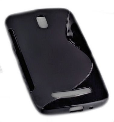 PeKa Internethandel Design Rubber Style Silikon TPU Handy Hülle Plus Displayschutzfolie kompatibel mit HTC Desire 500 - Cover Case Schutzhülle Bumper in Schwarz von PeKa Internethandel