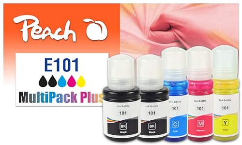 Peach E101 Spar Pack Plus Druckerpatronen Cyan ersetzt Epson No. 101 für z.B. Epson EcoTank L 14150, Epson EcoTank L 4100, Epson EcoTank L 4150, Epson EcoTank L 4156 MEAF, Epson EcoTank L 4160 von Peach