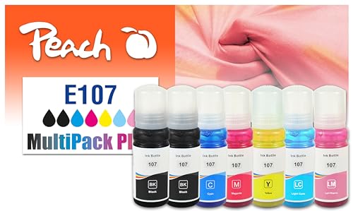 Peach E107 Spar Pack Plus Druckerpatronen 2 x Cyan ersetzt Epson No. 107, T09B1*2, T09B2, T09B3, T09B4, T09B5, T09B6 für z.B. Epson EcoTank ET -18100 von Peach