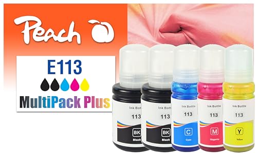 Peach E113 Spar Pack Plus Druckerpatronen Cyan ersetzt Epson No. 113, T06B1*2, T06B2, T06B3, T06B4 für z.B. Epson EcoTank ET -16150, Epson EcoTank ET -16600, Epson EcoTank ET -16650 von Peach