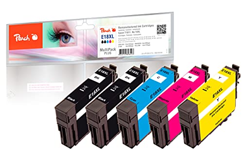 Peach E18 Spar Pack Druckerpatronen XL (2xBK, C, M, Y) ersetzt Epson No. 18XL, C13T18164010 für z.B. Epson Expression Home XP -100, Epson Expression Home XP -102, Epson Expression Home XP -200 von Peach