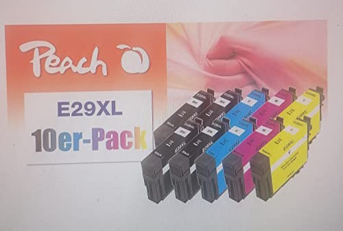 Peach E29 10er-Pack Druckerpatronen XL (4xBK, 2xC, 2xM, 2xY) ersetzt Epson T2996, No. 29XL, C13T29964010 für z.B. Epson Expression Home XP -235, Epson Expression Home XP -330 von Peach