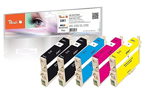 Peach E61 Spar Pack Plus Druckerpatronen (2xBK, C, M, Y) ersetzt Epson T0611, T0615, C13T06154010 für z.B. Epson Stylus D 68, Epson Stylus D 68 PE, Epson Stylus D 88, Epson Stylus D 88 PE von Peach