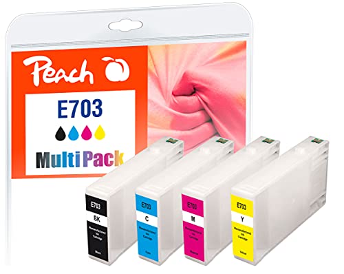 Peach E70 Spar Pack Druckerpatronen (BK, C, M, Y) ersetzt Epson T7035, C13T70354010 für z.B. Epson WorkForce Pro WP -4015 DN, Epson WorkForce Pro WP -4025 DW, Epson WorkForce Pro WP -4095 DN von Peach