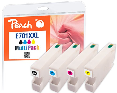 Peach E70 Spar Pack Druckerpatronen XL (BK, C, M, Y) ersetzt Epson T7015, C13T70154010 für z.B. Epson WorkForce Pro WP -4015 DN, Epson WorkForce Pro WP -4095 DN, Epson WorkForce Pro WP -4515 DN von Peach