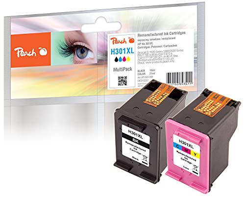 Peach H301 Spar Pack Druckköpfe XL (BK, C) ersetzt HP No. 301XL, CH563EE, CH564EE für z.B. HP Envy 5530, HP Envy 5534 e-All-in-One, HP DeskJet 3050, HP DeskJet 2540, HP OfficeJet 4634-0Z316258 von Peach