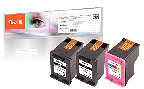 Peach H301 Spar Pack Plus Druckköpfe XL (2xBK, C) ersetzt HP No. 301XL, CH563EE, CH564EE für z.B. HP Envy 5534 e-All-in-One, HP Envy 5530, HP DeskJet 3050, HP DeskJet 2540, HP OfficeJet 4634-0Z31550 von Peach