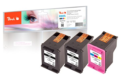 Peach H304 Spar Pack Plus Druckköpfe XL (2xBK, C) ersetzt HP No. 304XL, N9K08AE*2, N9K07AE für z.B. HP DeskJet 3750, HP DeskJet 3720, HP DeskJet 3730, HP DeskJet Ink Advantage 3700 MFP - 0Z320057 von Peach