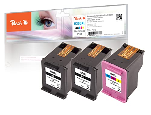 Peach H305/307 Spar Pack Plus Druckköpfe XL (2xBK, C) ersetzt HP No. 305XL, 3YM62AE*2, 3YM63AE für z.B. HP DeskJet 2720, HP Envy 6020, HP DeskJet 2720 e, HP DeskJet 2710 e, HP Envy 6010 e - 0Z321228 von Peach