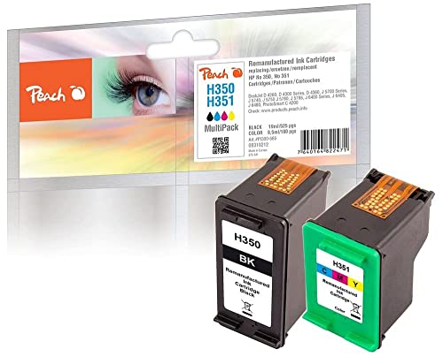 Peach H350/351 Spar Pack Druckköpfe (BK, C) ersetzt HP No. 350, No. 351, SD412EE, CB335EE, CB337EE für z.B. HP PhotoSmart C 4280, HP DeskJet D 4200, HP DeskJet D 4260, HP DeskJet D 4300 von Peach