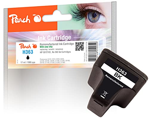 Peach H363 Druckerpatrone schwarz ersetzt HP No. 363 bk, C8721EE für z.B. HP PhotoSmart C 5180, HP PhotoSmart C 6270, HP PhotoSmart C 6280, HP PhotoSmart 3210, HP PhotoSmart C 8180 von Peach