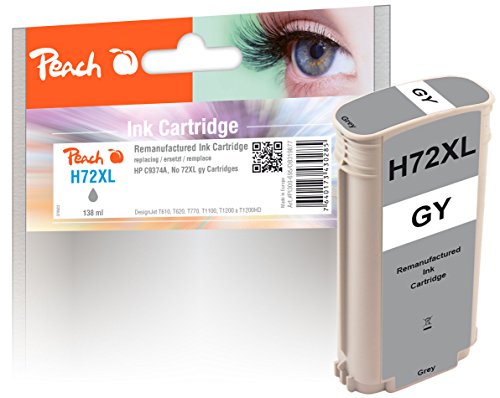 Peach H72 Druckerpatrone XL grau ersetzt HP No. 72XL GY, C9374A für z.B. HP DesignJet T 790, HP DesignJet T 1100 24 Inch, HP DesignJet T 1100 44 Inch, HP DesignJet T 1100 MFP, HP DesignJet T 1100 von Peach