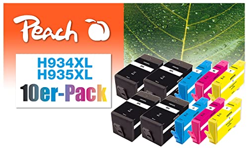 Peach H934/935 10er-Pack Druckerpatronen XL (4xBK, 2xC, 2xM, 2xY) ersetzt HP No. 934XL, No. 935XL, C2P23A, C2P24A, C2P25A, C2P26A für z.B. HP OfficeJet Pro 6830, HP OfficeJet Pro 6230 von Peach