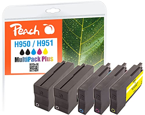 Peach H950/951 Spar Pack Plus Druckerpatronen (2xBK, C, M, Y) ersetzt HP No. 950*2, No. 951, CN049A*2, CN050A, CN051A, CN052A für z.B. HP OfficeJet Pro 8600 Plus e-All-in-One, HP OfficeJet Pro 276 dw von Peach
