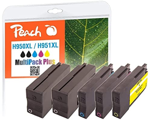 Peach H950/951 Spar Pack Plus Druckerpatronen XL (2xBK, C, M, Y) ersetzt HP No. 950XL, No. 951XL, CN045E*2, CN046E, CN047E, CN048E für z.B. HP OfficeJet Pro 8600 Plus e-All-in-One von Peach