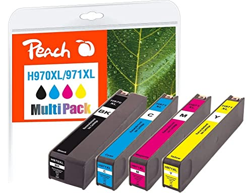 Peach H970/971 Spar Pack Druckerpatronen XL (BK, C, M, Y) ersetzt HP No. 970XL, No. 971XL, CN625A, CN626A, CN627A, CN628A für z.B. HP OfficeJet Pro X 476 dw, HP OfficeJet Pro X 576 dw von Peach