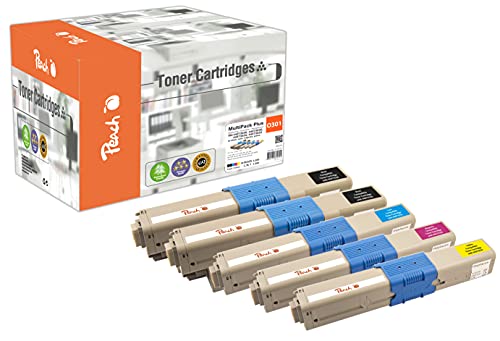 Peach O4496/47/97 Spar Pack Plus Tonermodule (2xBK, C, M, Y) ersetzt OKI 44973533-6 für z.B. OKI C 301 DN, OKI C 321 DN, OKI MC 332 DN, OKI MC 340, OKI MC 342 DN, OKI MC 342 DNW von Peach