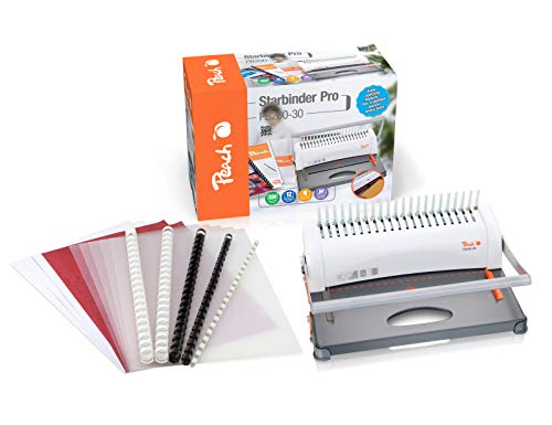 Peach All in one Plastikbindegerät - bis A3 quer - Preis-/Leistungs-Sieger* - bindet 350 Blatt - geeignet für alle marktüblichen Binderücken - inkl. Starterset - PB200-30A von Peach
