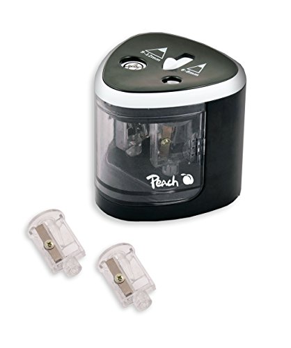 Peach PO102 elektrischer universal Anspitzer | inkl. Ersatzteile | für alle Bleistifte, Buntstifte, Eyeliner und Wachsmalstifte | Doppelspitzer für Stifte von 6-8 mm und 9-12 mm Peach PO102 elektrischer universal Anspitzer | inkl. Ersatzteile | für alle Bleistifte, Buntstifte, Eyeliner und Wachsmalstifte | Doppelspitzer für Stifte von 6-8 mm und 9-12 mm von Peach