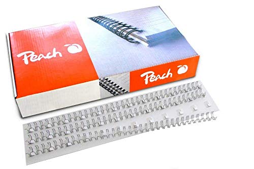 Peach PW079-10 Drahtbinderücken Easy-Wire, 3:1, 34 Ringe, A4, 100 Stück, 8 mm, silber von Peach