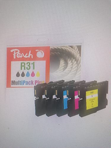 Peach R31 Spar Pack Plus Druckerpatronen (2xBK, C, M, Y) ersetzt Ricoh GC31, 405688*2, 405689, 405690, 405691 für z.B. Ricoh Aficio GX e 2600, Ricoh Aficio GX e 3300, Ricoh Aficio GX e 3300 n von Peach