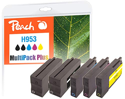 Peach Spar Pack Plus Tintenpatronen kompatibel zu HP No. 953, L0S58AE*2, F6U12AE, F6U13AE, F6U14AE (Mehrfarbig) von Peach