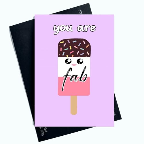 Funny Cards Grußkarte mit Aufschrift "You Are Fab For Her", lustiges Geschenk, Witzkarte, Eislutscher, Witz für jeden Anlass, lustige Geburtstagskarte, Muttertagskarte, Tante, Schwester, Nichte SP113 von Peachy Antics