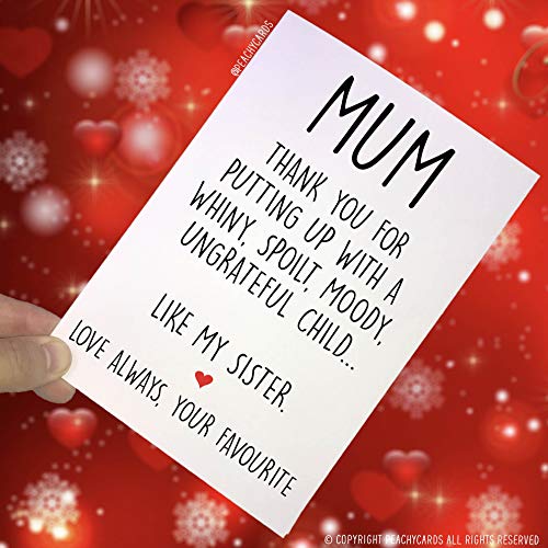 Lustige Muttertagskarte"Like My Sister Ungrateful Child" Karte für Mutter, lustige Karte für sie, Geburtstagskarte, Geschwister-lustige Schwester Witz PC138 von Peachy Antics
