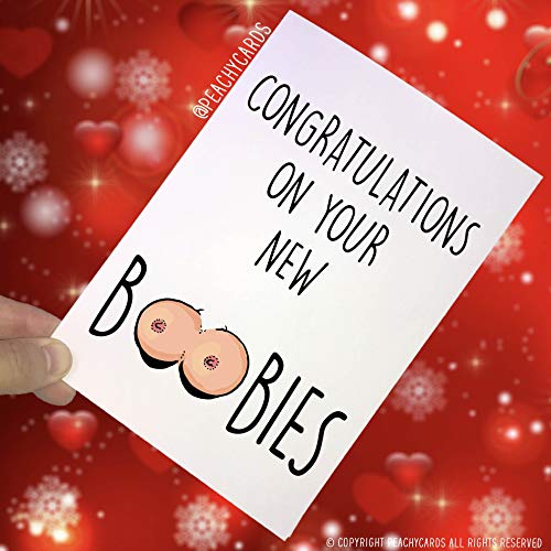 Peachy Antics Congratulations New Boobies Cards, Best Friend Card, Boob Job Card, New Boobs, Boob Surgery, Fake Boobs, Fake Tits, Funny Card, Joke PC202 von Peachy Antics