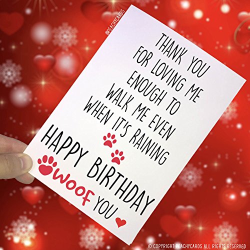 Peachy Antics Happy Birthday Karten, Mum Geburtstags Karten, Vater Karten, Hund Walker Karte, Karte Vom Hund, Wuff You, Geburtstags Karten, Lustig, Liebe Neuheit PC144 von Peachy Antics