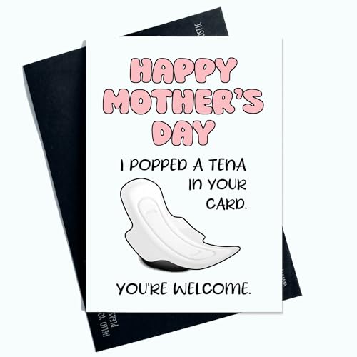 Peachy Antics Lustige Muttertagskarte mit der Aufschrift Happy Mother's Day I Popped A Tena In Your Card, lustige Muttertagskarte für Mama, AP27 von Peachy Antics