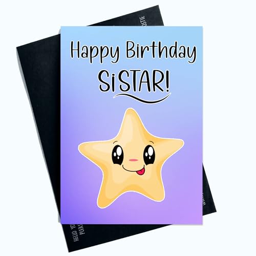 Peachy Antics SP176 Geburtstagskarte mit Aufschrift Happy Birthday To My Sistar For Sister On Her Birthday, für ihr Familienmitglied, Blau/Violett von Peachy Antics