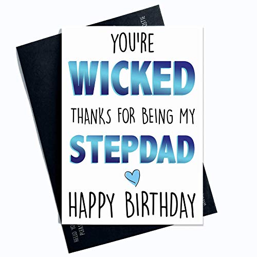Stepdad Geburtstagskarten, Geburtstagskarten, Geschenk für Stepdad"You're Wicked Thanks For Being My Stepdad", Geburtstagsgeschenk, PC409 von Peachy Antics