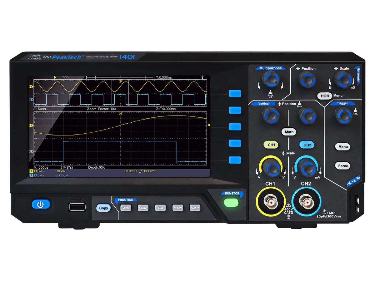 PEAKTECH Digital Speicher Oszilloskop, P 1401, 2 Kanäle, 10 MHz PEAKTECH Digital Speicher Oszilloskop, P 1401, 2 Kanäle, 10 MHz von PeakTech