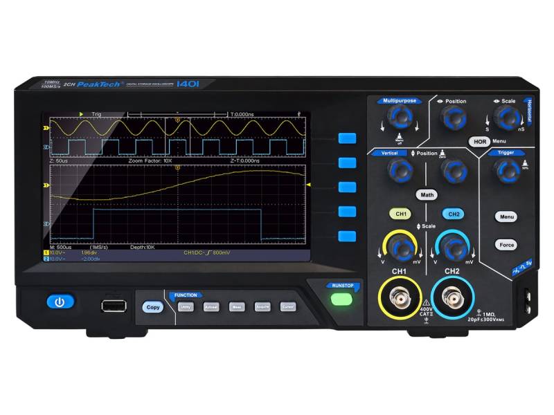 PEAKTECH Digital Speicher Oszilloskop, P 1401, 2 Kanäle, 10 MHz von PeakTech
