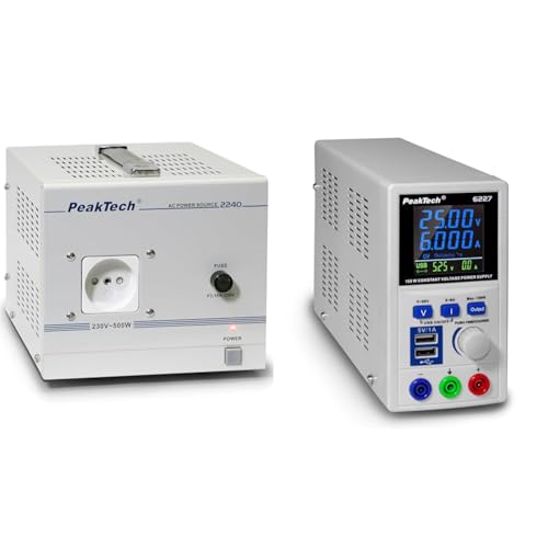 Peak Tech P 2240 – Trenntransformator, Schutzklasse 1, 230 V, 500 W - 160 x 125 x 235 mm & P 6227 – DC Labor Netzteil 0-60 V / 0-6 A mit farbiger LCD Anzeige, 115-240 V AC/ 50-60Hz - EN 61010-1 Peak Tech P 2240 – Trenntransformator, Schutzklasse 1, 230 V, 500 W - 160 x 125 x 235 mm & P 6227 – DC Labor Netzteil 0-60 V / 0-6 A mit farbiger LCD Anzeige, 115-240 V AC/ 50-60Hz - EN 61010-1 von PeakTech