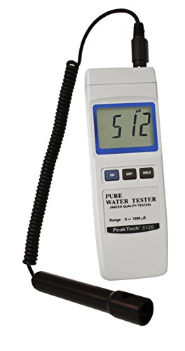 PeakTech P5125 – Professionelles digital Leitfähigkeitsmessgerät von 0 bis 2000 µS für Wasseranlagen – Hochwertiger Wassertester mit LCD-Anzeige – Für Aquarium, Pool und Garten von PeakTech