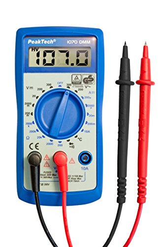 PeakTech 1070 – Digitales Multimeter CAT III mit LCD-Display & Licht, TÜV/GS, Batterietester, Handmultimeter, Voltmeter, Elektronisches Strommessgerät, Durchgangsprüfer, Spannungsmesser - Max. 300 V von PeakTech