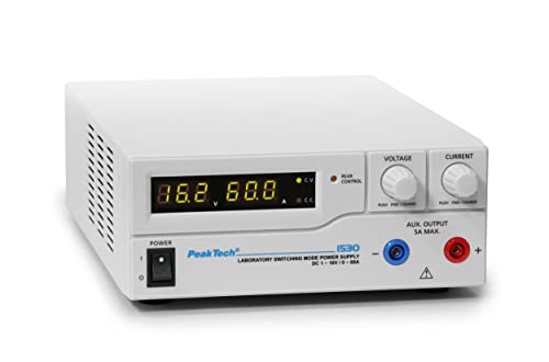 PeakTech 1530 – Labornetzgerät DC 1-16V / 0-60A mit 3-stelliger LED-Anzeige, DC-Schaltnetzteile, Stromversorgung, 3 Voreinstellungen für Strom- & Spannungswerte, Überlastungsschutz - 200 ~ 240 V AC von PeakTech