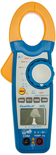 PeakTech 1615 – Zangenmessgerät 1000A AC/DC, Stromzange Multimeter, TÜV/GS, CAT III, Strommesszange, 4000 Counts, Berührungsloser Spannungsmesser, Strommessgerät, Durchgangsprüfer - Max. 600 V von PeakTech