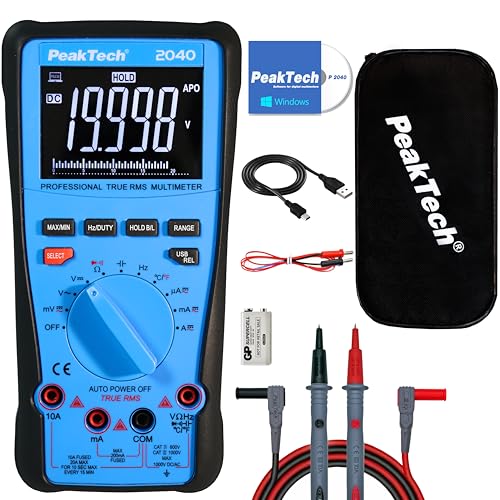 PeakTech 2040 – True RMS 1000V / 20A Digitalmultimeter 20.000 Counts, USB Schnittstelle & Software, P 2040 Digital Multimeter von PeakTech