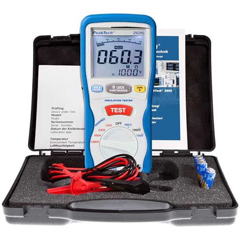 PeakTech 2695, Digitales Isolationsmessgerät, 3 ½-stellig, Installationstester - 125/250/500/1000 V, 4000 MΩ PeakTech 2695, Digitales Isolationsmessgerät, 3 ½-stellig, Installationstester - 125/250/500/1000 V, 4000 MΩ von PeakTech