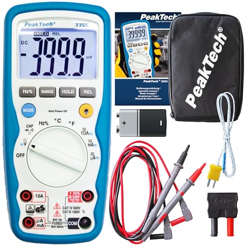 PeakTech 3355 - Digital Multimeter, Wasserdicht (IP67), LCD-Display, 4000 Counts, Handmultimeter, Autorange, REL-Data Hold, Spannungsmesser, Durchgangsprüfer, Messgerät - CAT III 1000 V, P 3355 von PeakTech