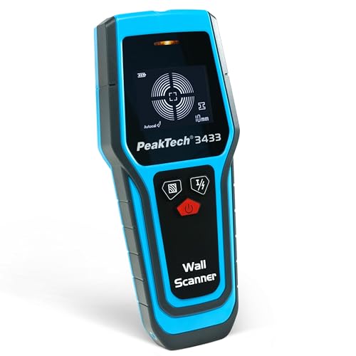 PeakTech P3433 – Professionelles Leitungssuchgerät – Digitaler Leitungssucher für Stromleitungen, Metall, Balken und Holz – Leitungsfinder mit Selbstkalibrierung und LED-Anzeige – Wandscanner von PeakTech