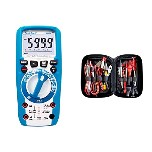 PeakTech 3444 – True RMS Digital Multimeter & Peak Tech P 8200 – Messzubehör Set für Digital Multimeter, Prüfkabel Set, Elektronik Sortiment mit Prüfkabel - 14-teilig inkl. Tasche PeakTech 3444 – True RMS Digital Multimeter & Peak Tech P 8200 – Messzubehör Set für Digital Multimeter, Prüfkabel Set, Elektronik Sortiment mit Prüfkabel - 14-teilig inkl. Tasche von PeakTech