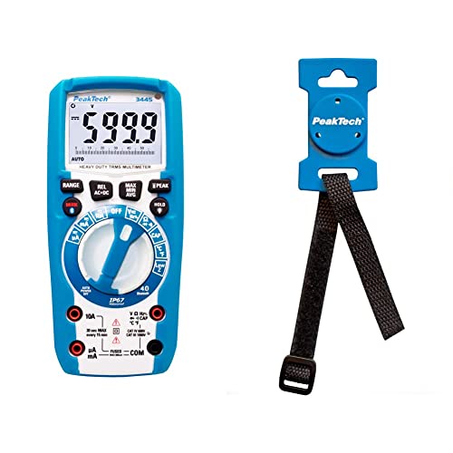 PeakTech 3445 - True RMS Digital Multimeter mit 4.0 Bluetooth, Wasserdicht (IP67), 6000 Counts, Strom - CAT III 1000V & Mehrzweck Magnethalter für Werkzeuge und Messgeräte 1 Stück, P 7100 von PeakTech